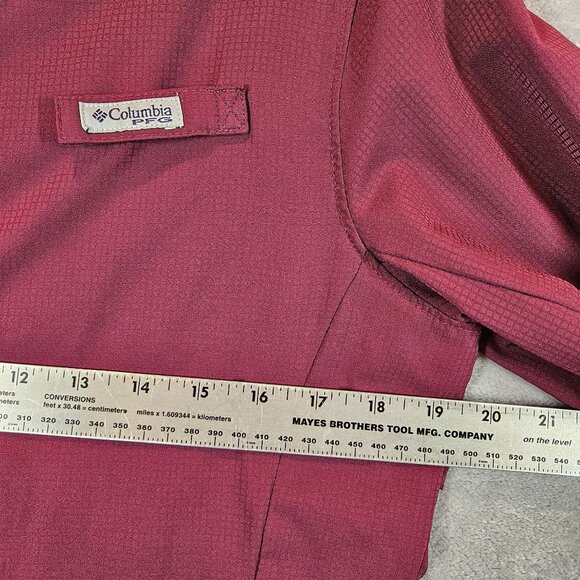 Columbia PFG Women Long Sleeve Shirt M Omni-Shade UV Protection Burgundy ripstop - Picture 6 of 15